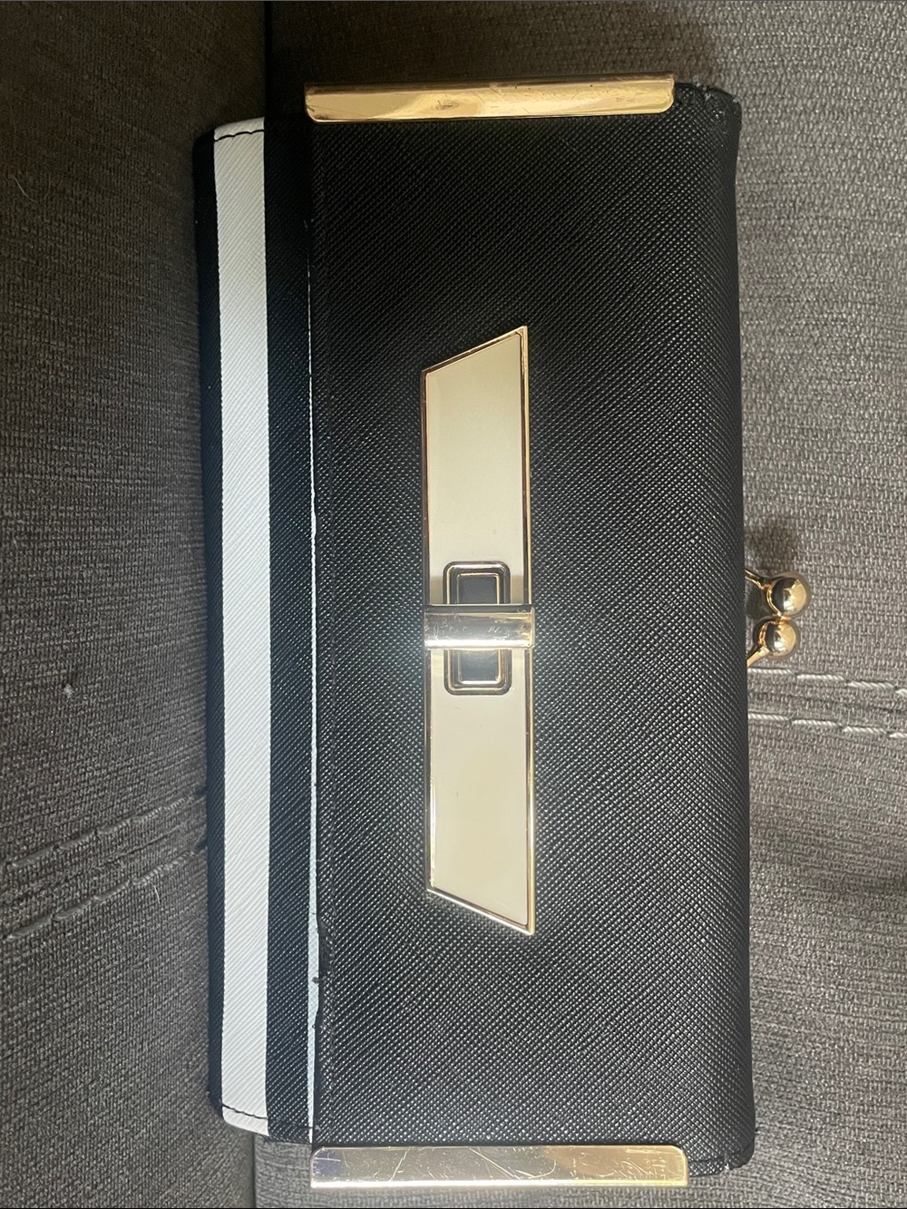 Classic Black & White Striped Clutch